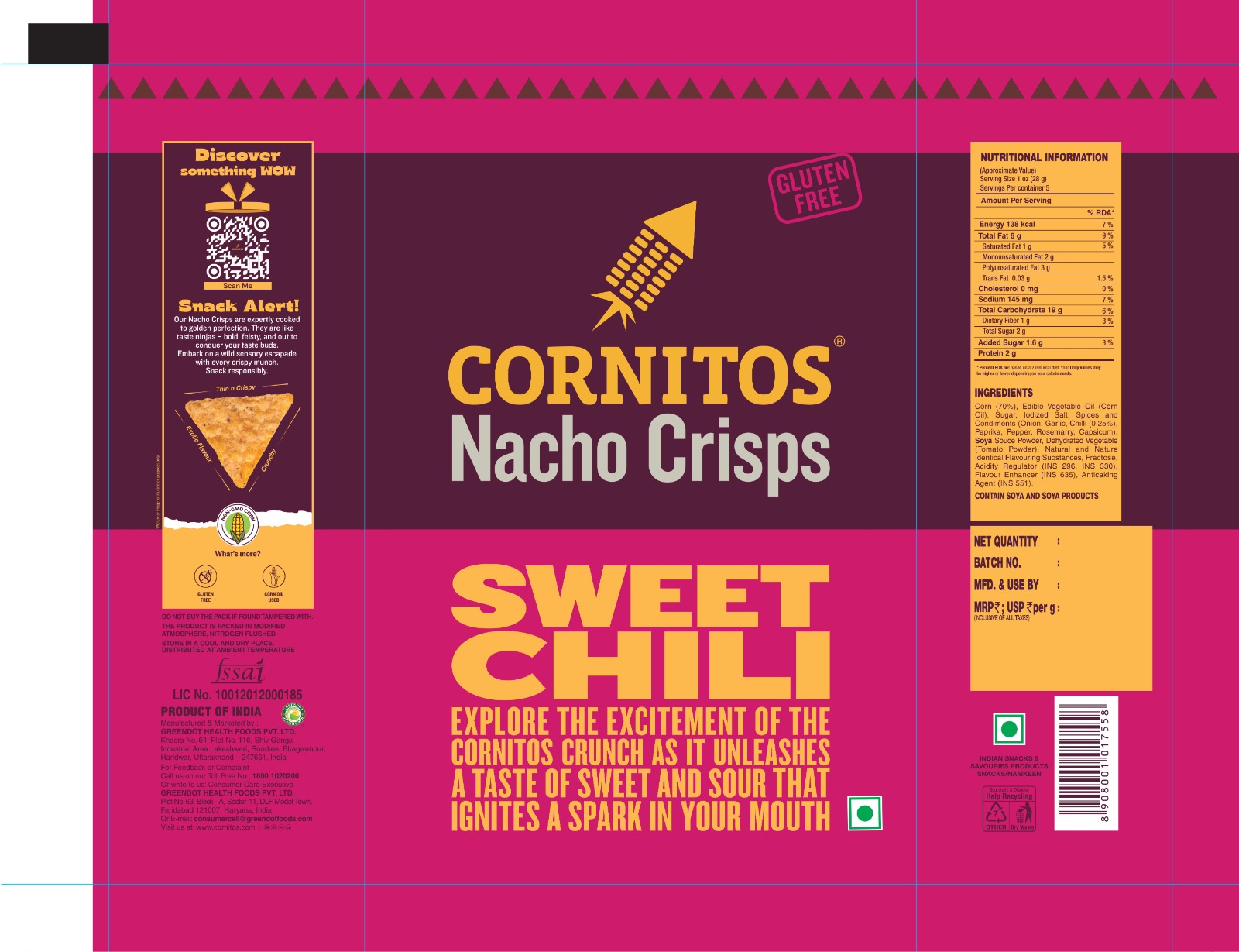 Cornitos Nacho Crisps Sweet Chilli 60g Chips